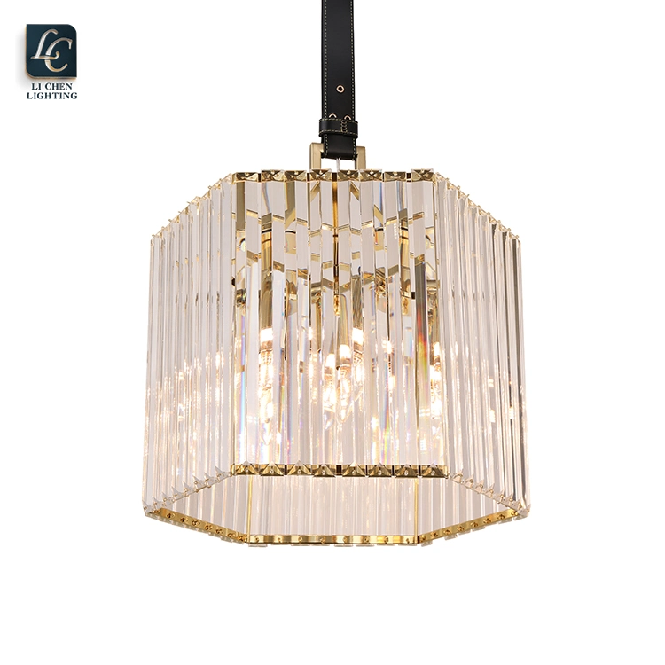 New Design Indoor Decoration Leather Belt LED Modern Crystal Chandelier