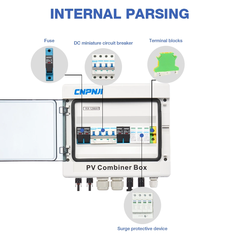Waterproof New Combiner Box for Solar Panel 2 4 6 8 12 Strings PV Box Solar Combiner Box