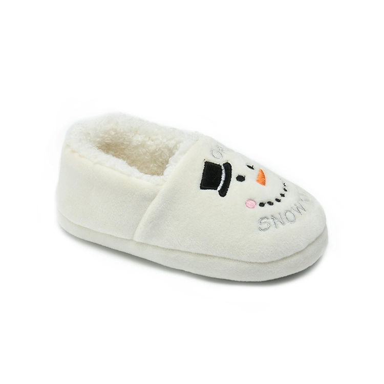 Regalo de Navidad suave Velour Blanco Snowman niños Invierno cálido Zapatillas Para niñas y niños