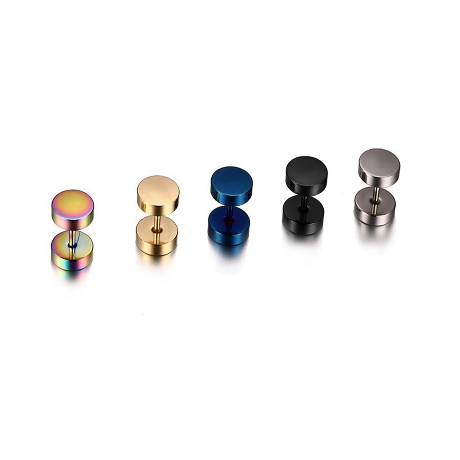 Fabricante vende de moda Titanium Acero Barbell Pendientes Hombre y Mujer Acero inoxidable pastel redondo Pendientes de Dumbbell Accesorios Ers110