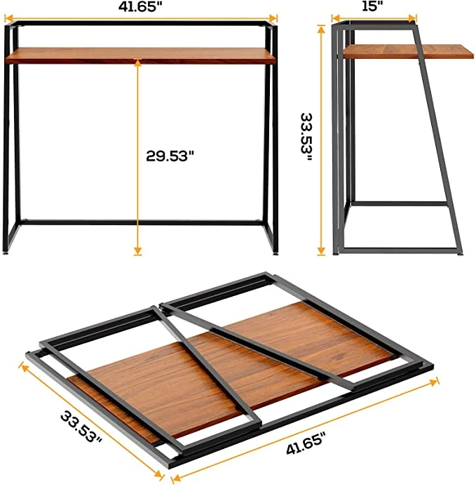 Wholesale/Supplier Iron Frame Wooden Table Modern Design Folding Computer Desk Table for Home Office Corner Desk