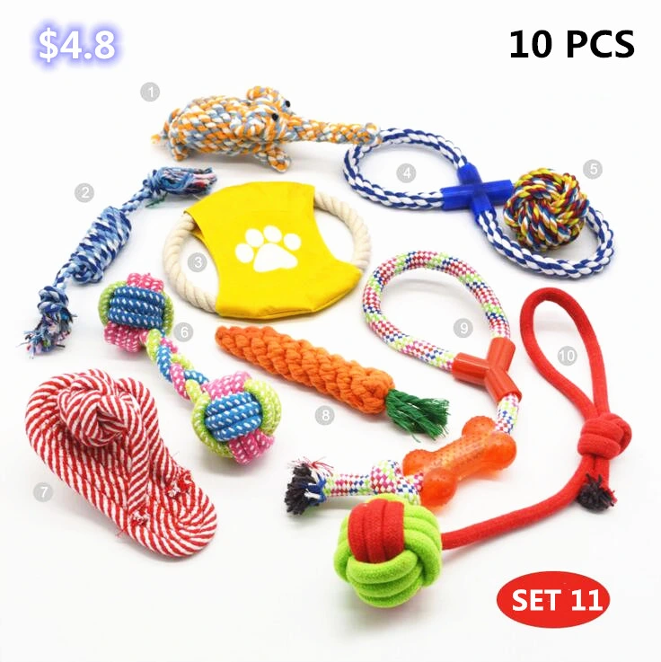 Pet Supplies Dog Cotton Rope Toys Grinding Teeth Colorful Bite Combination Set Wholesale/Supplier