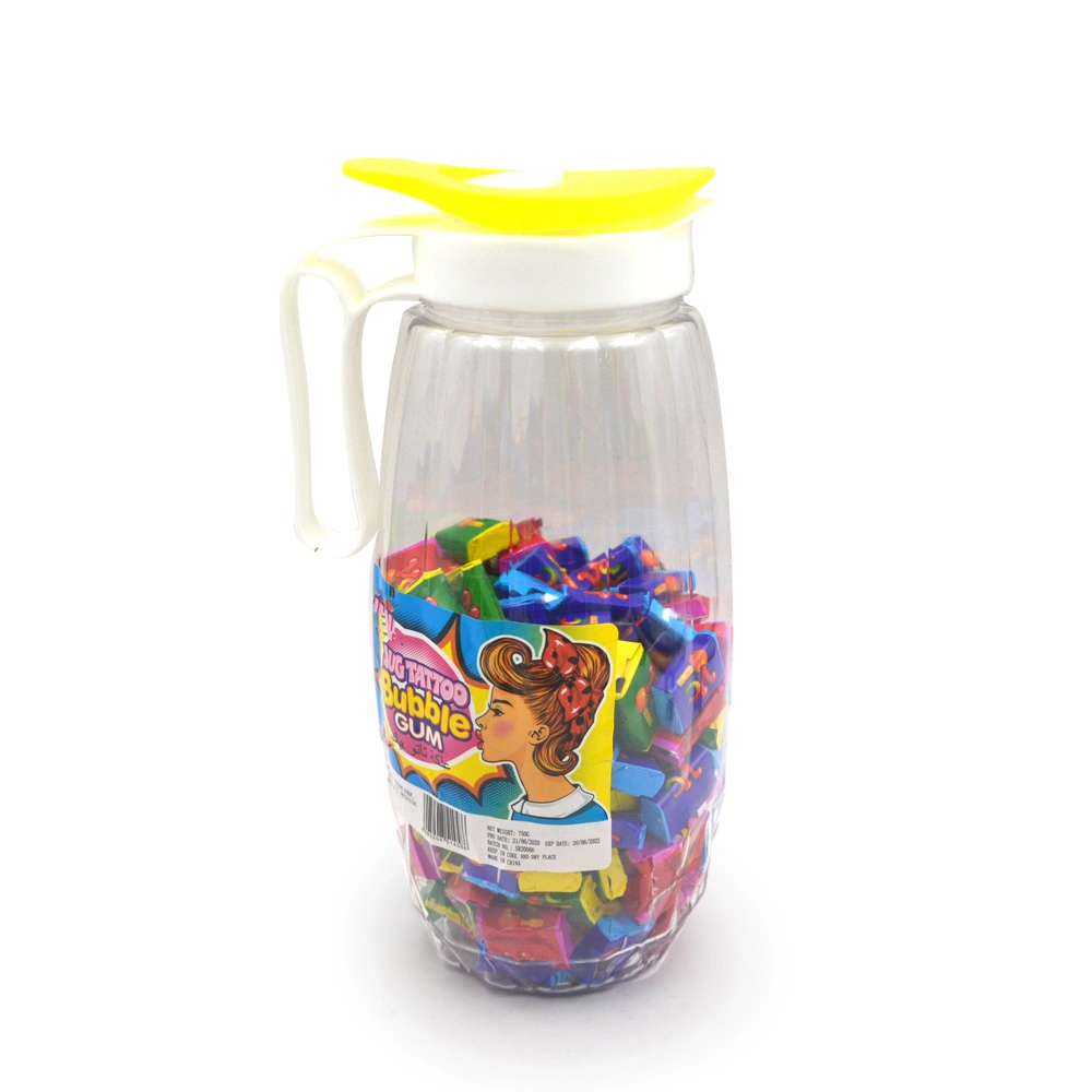 Sabor de fruta Bubble Gum Candy com Tattoo em garrafa de água