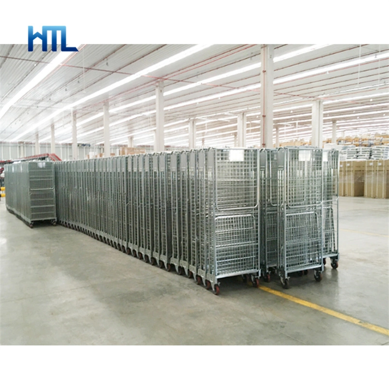 Industrial Folding Nestable Cargo Storage Steel Wire Mesh Roll Container