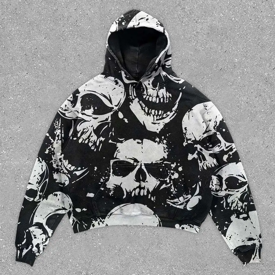 Vintage Wash Sweatshirt 100% Cotton Hoodie Heavyweight DTG Printed Hip Hop Streetwear Hoodies