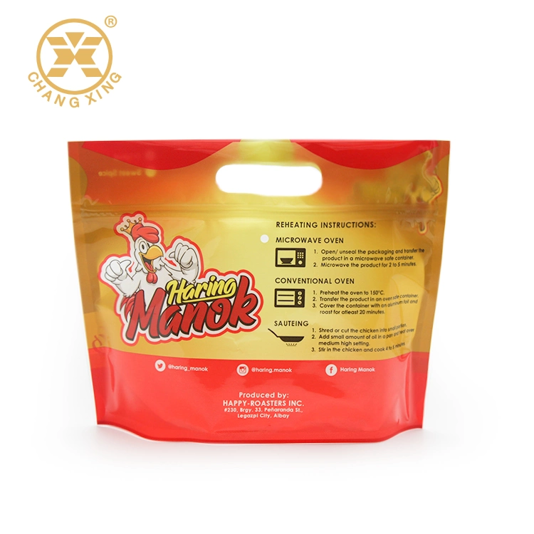 Plástico entero asado caliente de pollo caliente para microondas Embalaje Zipper Bolsas resealable Bolsas de comida rápida