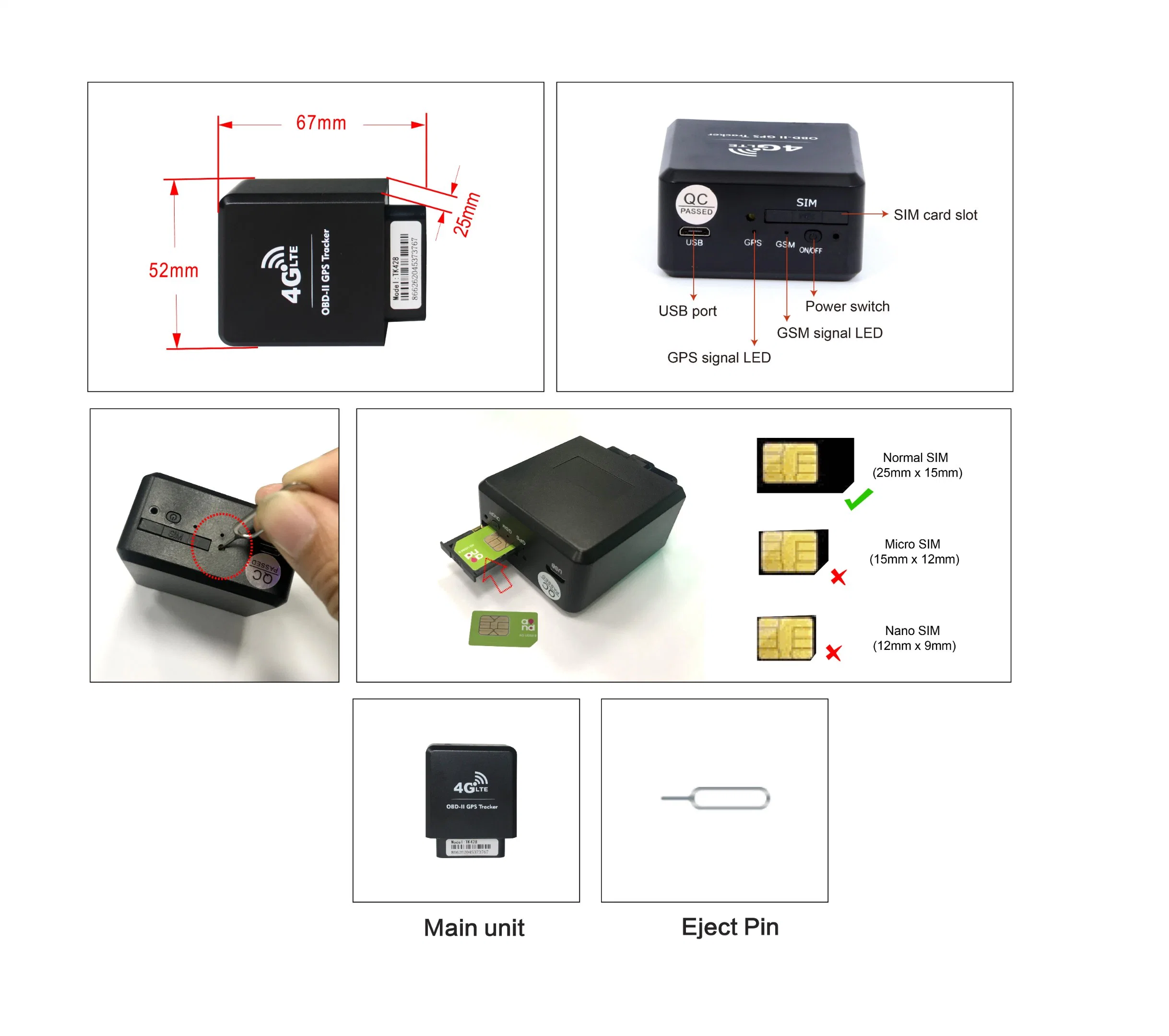 Topten 4G LTE GPS Tracker OBD Car Tracking Device, Read Odometer, Speed, Fuel Consumption, Ota Function (TN)