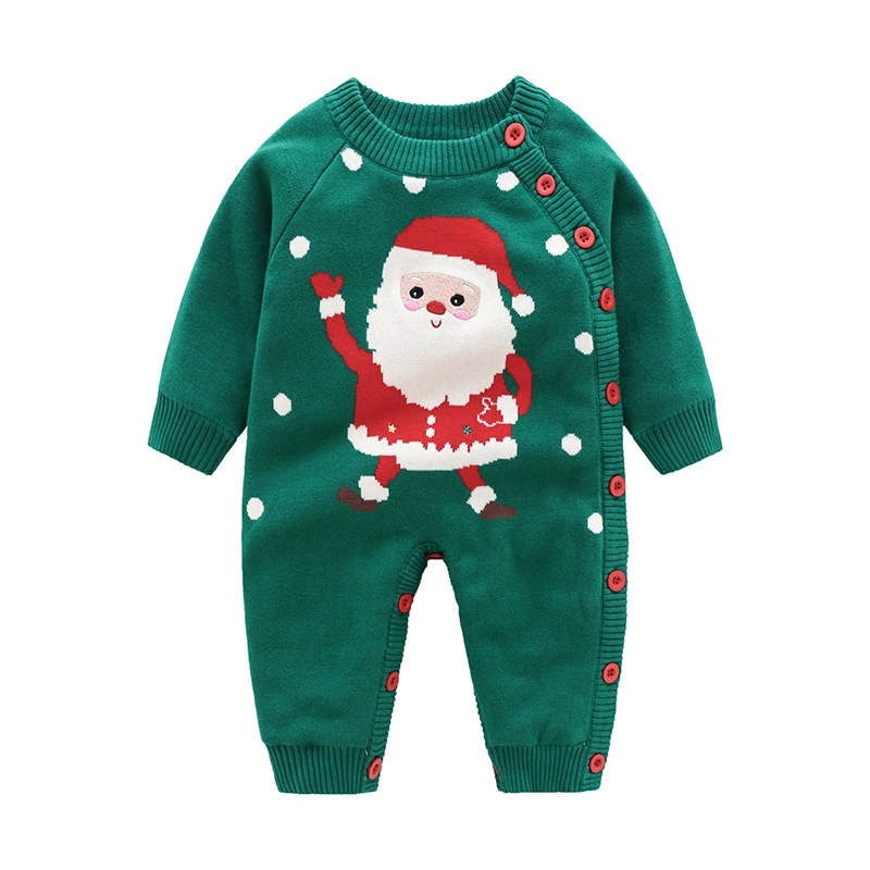 2021 Neue Winter Weihnachten Baby Kinder Cartoon Hirsch Baumwolle Jumpsuit Insgesamt Warme Kinder Wollpullover