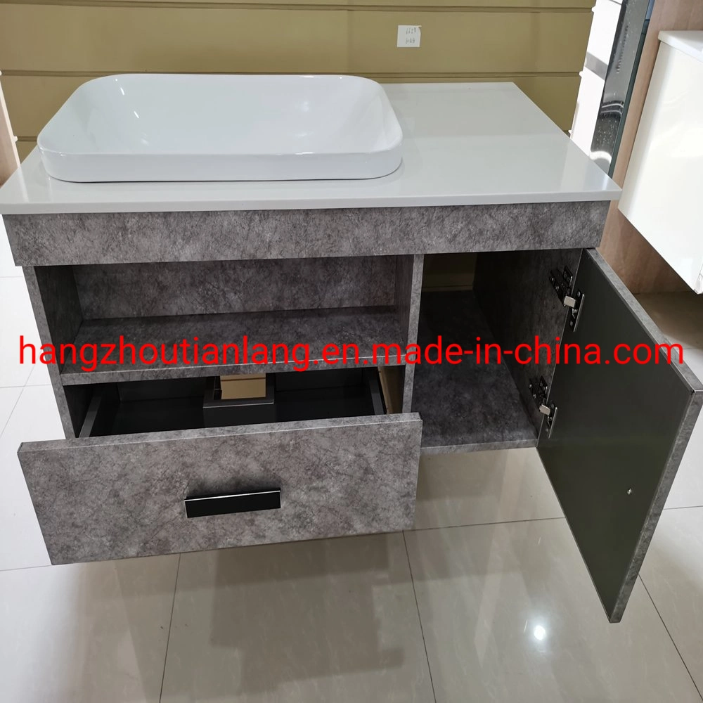 Marble Design Wall Mounted S. Steel Bathroom Cabinet Set