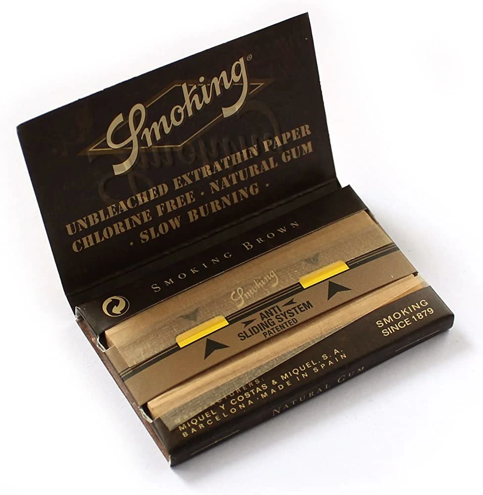 Brown Kingsize Smoking Set Accessories 33 Leaves Unbleached Rolling Paper