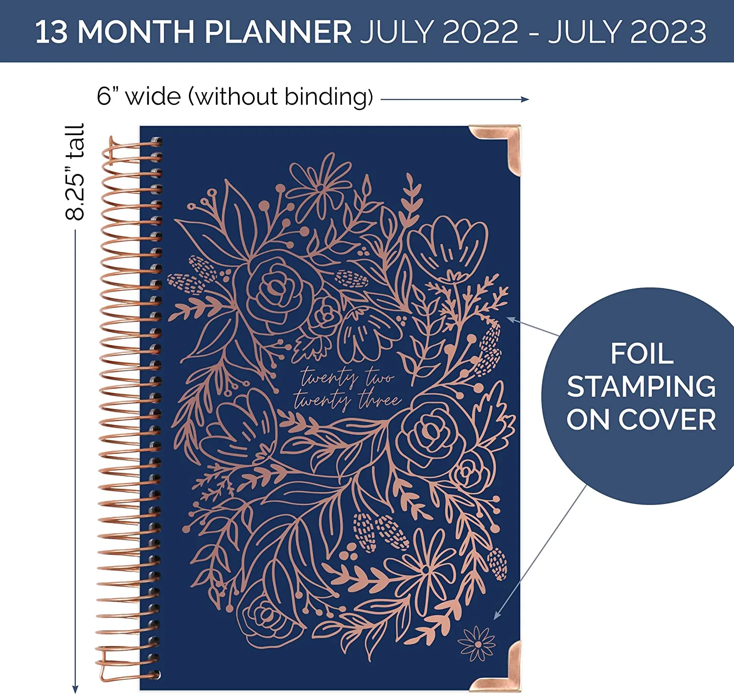 13 Month Planner Notebook with Stickers Spiral Binding Diary Notebook Custom Size