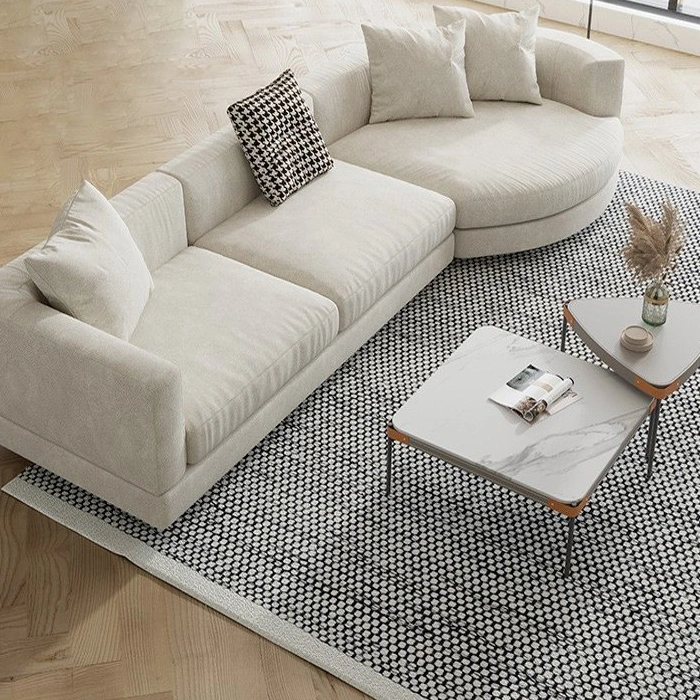 Modernes Heim Stoff Sektional Set Italienisches Leder Ecke Wohnzimmer Möbel Luxus Sofa