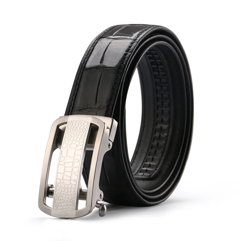 Custom Men Automatic Buckle Genuine Crocodile Belly Leather Waist Belts