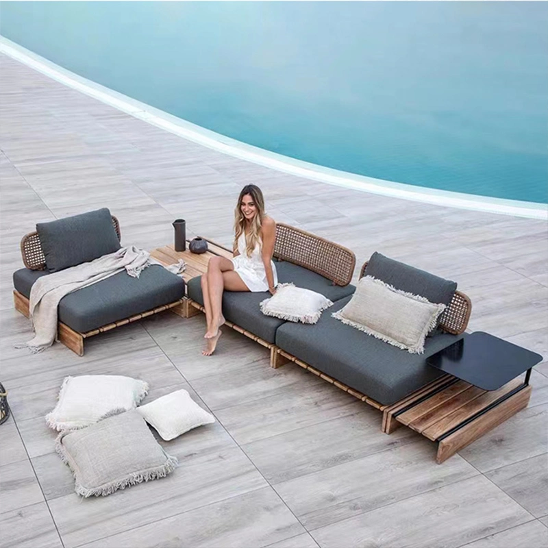 Modern Luxury Outside Teak Wood Garden Sofa Set Patio Outdoor Furniture