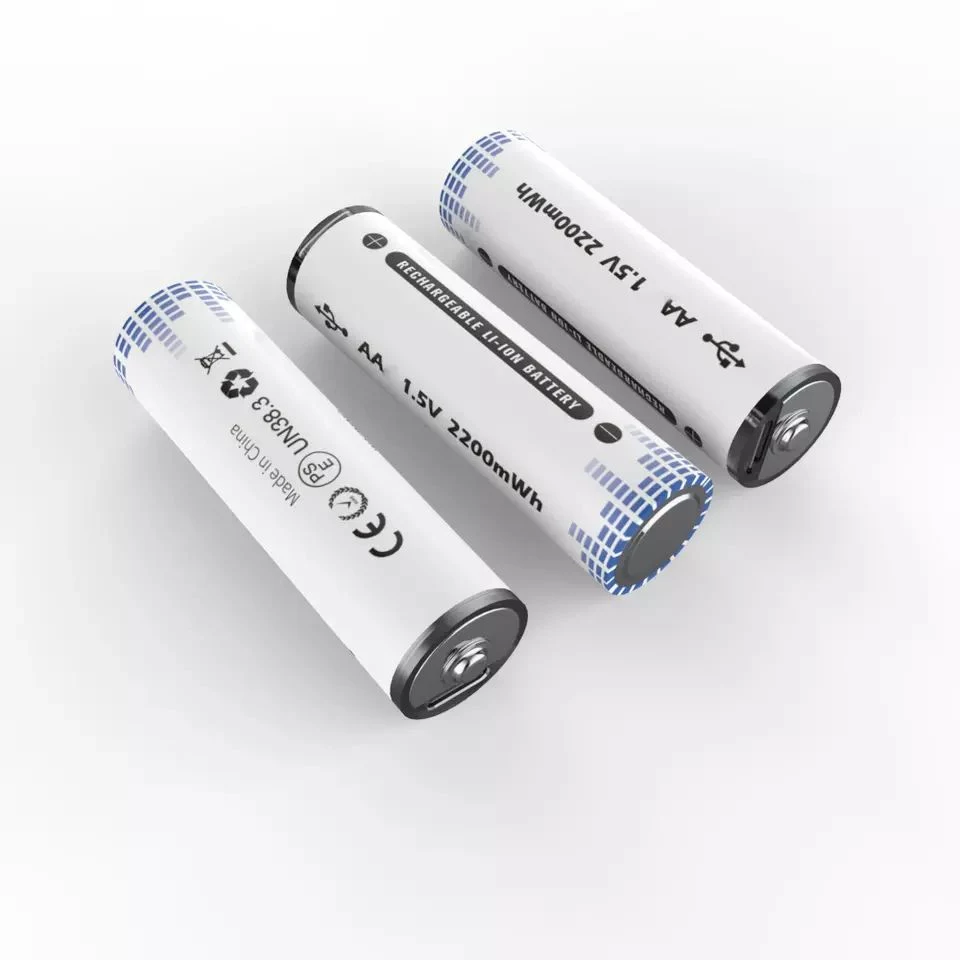 Batterie Li-ion de nouvelle conception de piles rechargeables AAA 1,5V 600mwh de recharge USB de type C rechargeable au lithium Piles au lithium-ion