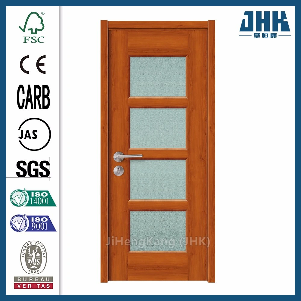 Jhk-G17 Hot Press Swing Interior Wood White Bathroom Door with Glass