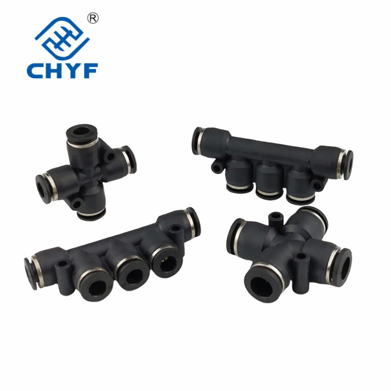 Pneumatic Quick Connector PU Pipe Connector Pk Five-Way 4 6 8 10 12mm High Pressure Pipe Element Docking Quick Plug Fittings