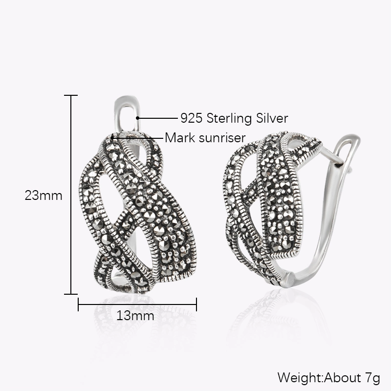 Jade Angel Retro Black Handsome Twisted Line Women's Silver Ear Nail Gift