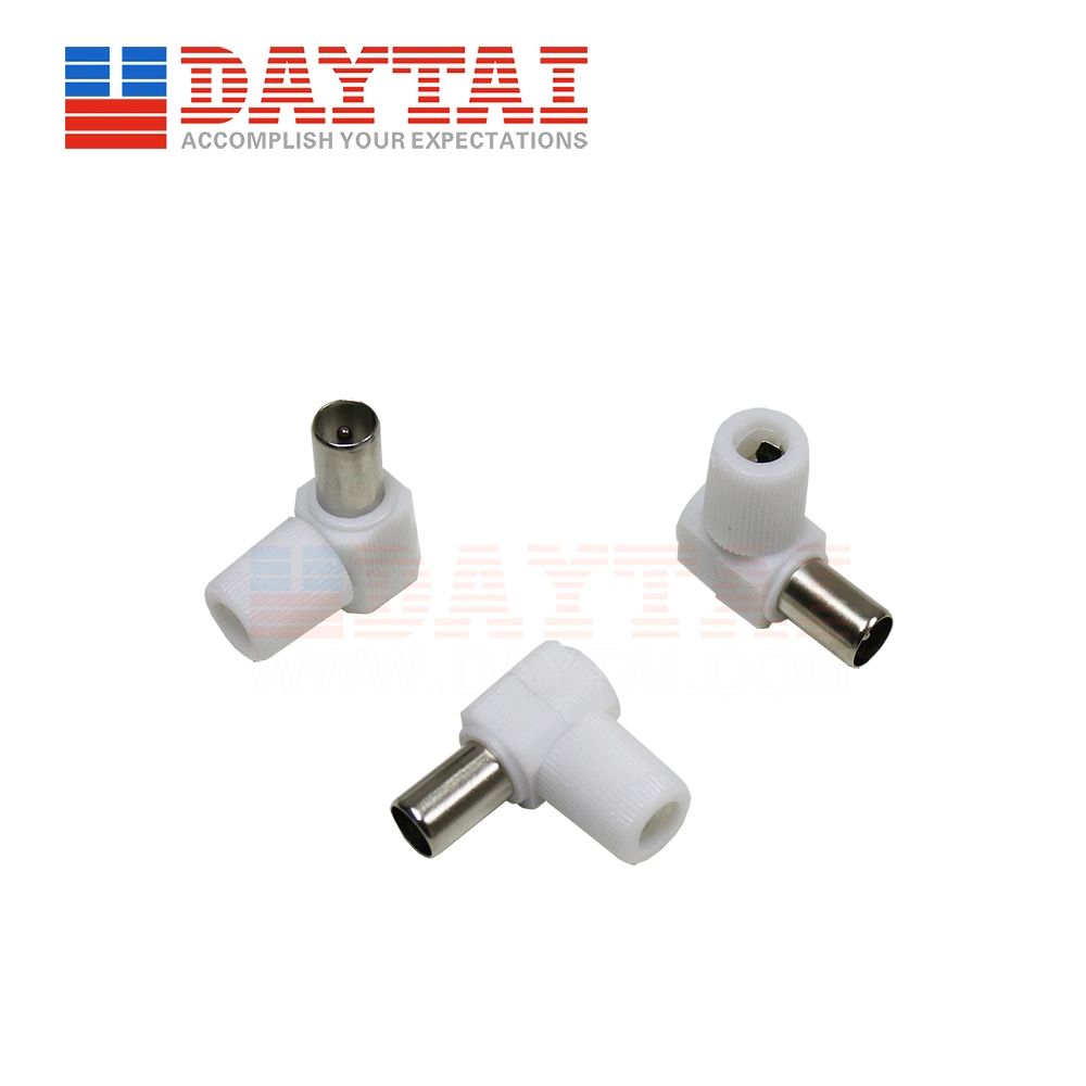 Una buena calidad Cable coaxial CATV macho IEC conector de TV de 90 grados