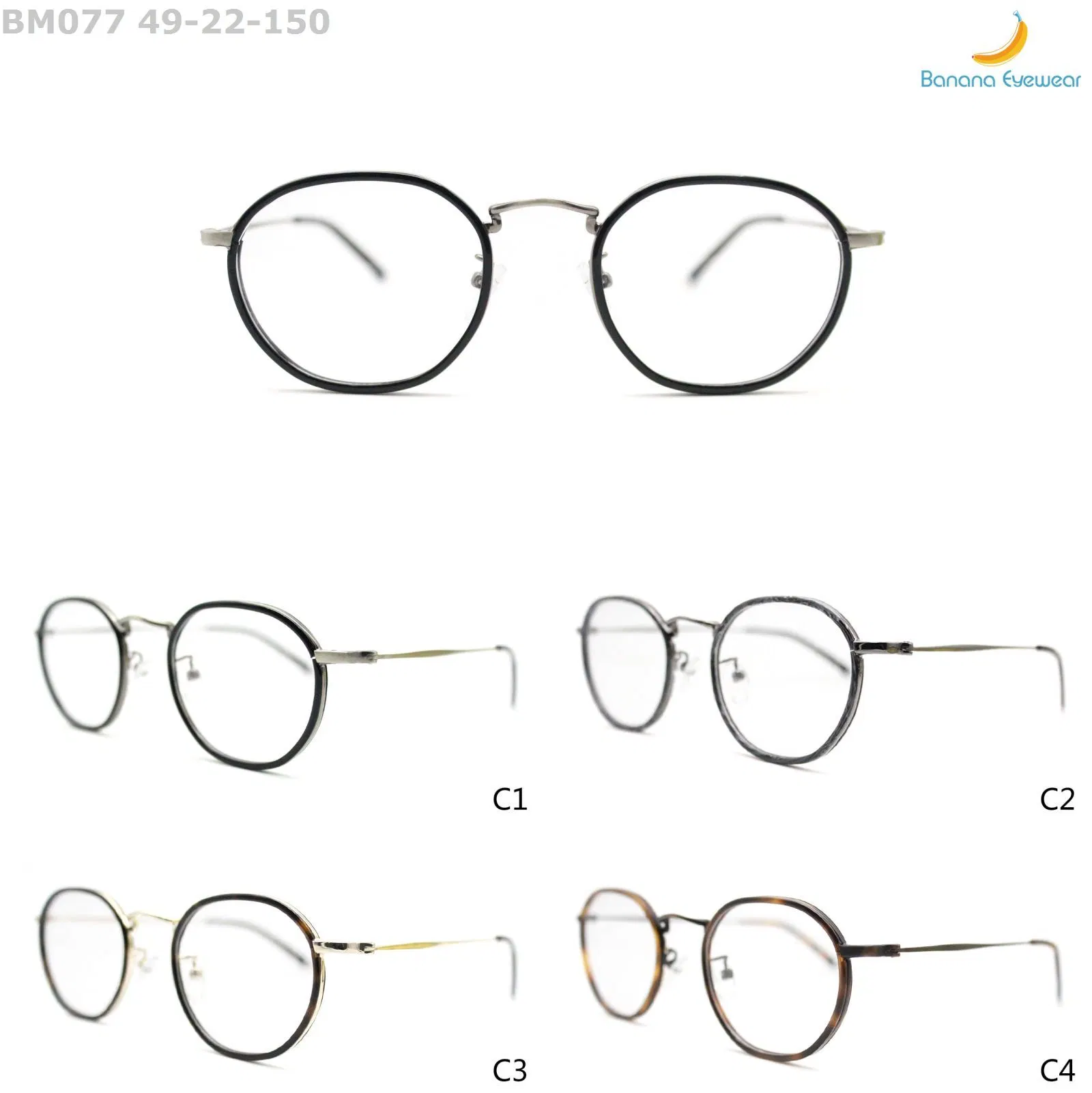 Nuevo diseño de moda de acetato de bastidor de la óptica de Rim se mezclan con gafas de metal