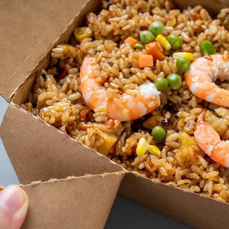 Venda a quente restaurante barato Embalagens biodegradáveis de polpa de madeira Tira Salada Alimentar Lunch Box
