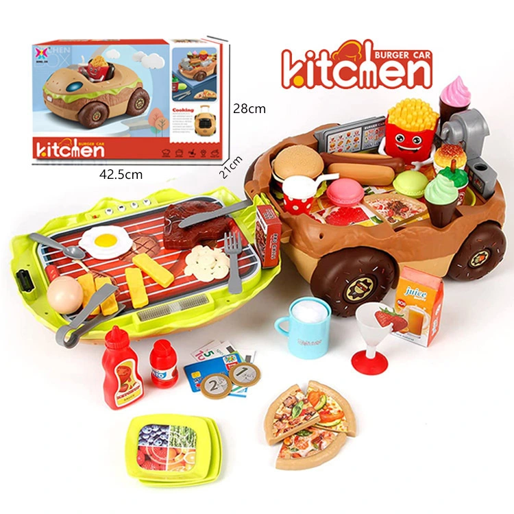 Cross-Border Play Home Simulation Kitchen Toys Children Can Receive Cash Register Cooking Rice Cooking Barbecue Burger Toy Car