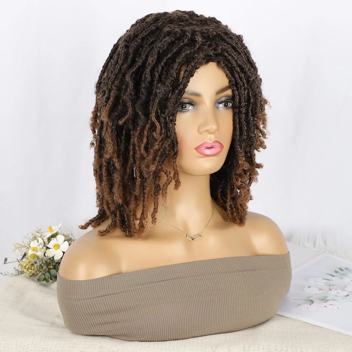 Short Faux Locs Bob Twisted African Curl Dreadlocks Crochet Hair Synthetic Wig