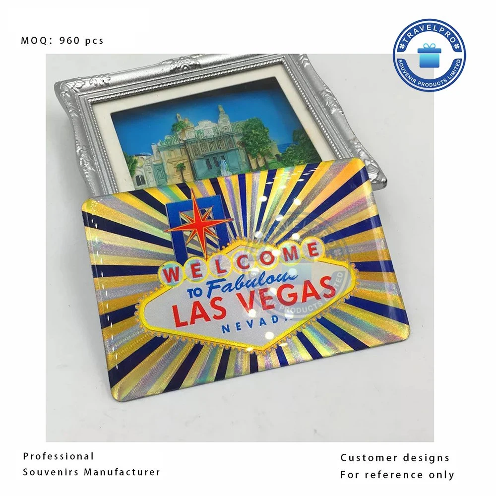 La ciudad de EE.UU. de la lámina de papel personalizados Imanes de nevera de Turismo de epoxi Lasvegas imán