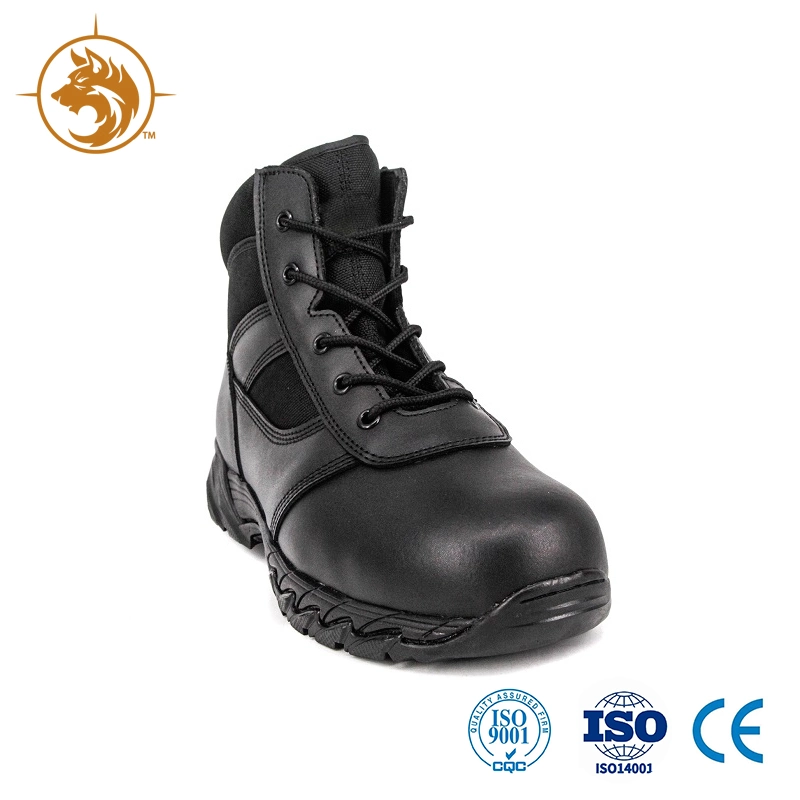 Botas de combate de piel auténtica y resistente de estilo militar negro