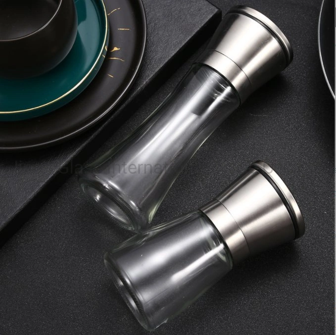 304 Stainless Steel Black and White Pepper Grinder Glass Manual Pepper Coffee Rose Salt Sea Salt Seasoning Bottle