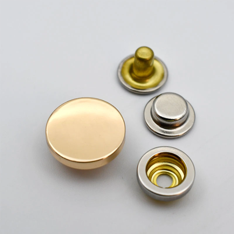 Manufacturer Custom High Quality Gold Color Flat Zinc Alloy Metal Four Part Snap Button for Coat