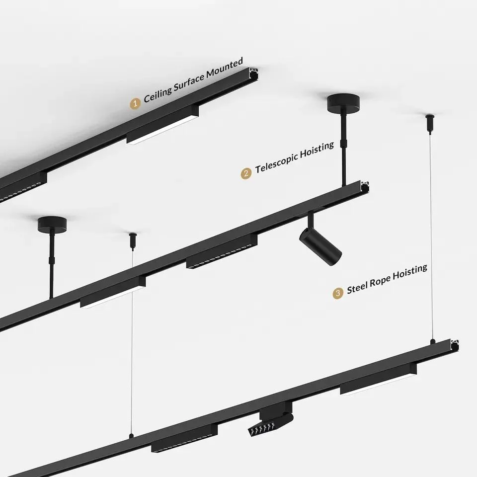 Foco magnético para escritório doméstico com grelha, pista magnética LED de 12 W. Luz