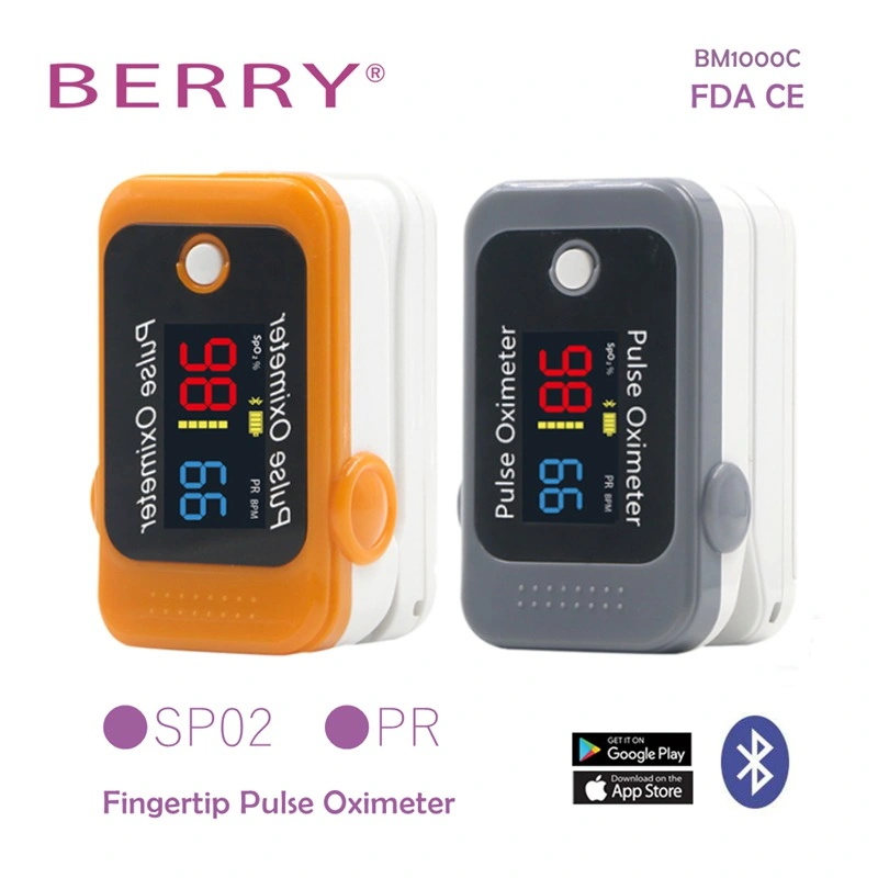 Berry Fingertip Pulse Oximeter Portable Oxygen Saturation SpO2 Heart Rate Meter LCD Saturometro FDA CE Bluetooth APP