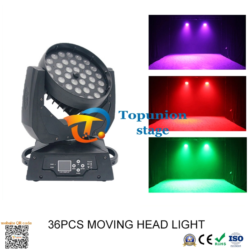 Full Color LED Focusing Moving Head Zoom Lights Effect Stage RGBWA UV 6 in 1 Projector Light