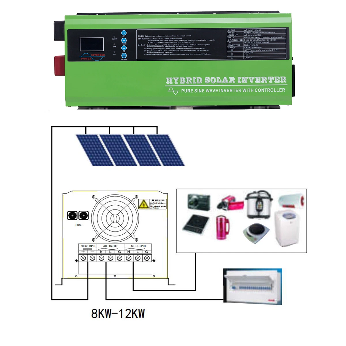 1/2/3/4/5/6KW inversor UPS AC DC cargador solar para uso doméstico, la fábrica, RV, coche, ordenador EA