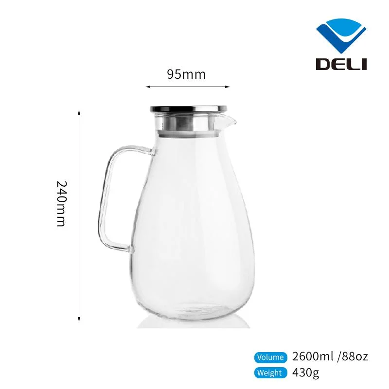 Household Glass Cold Kettle High Temperature Resistant Cold White Kai Zha Pot Large Volume High Boron Heat Resistant Juice Cup 2600ml