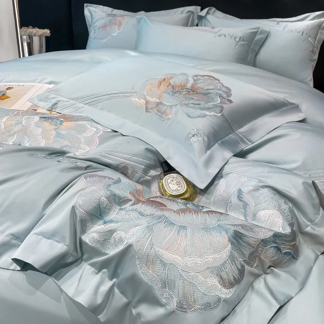 Hot Sale Bed Fitted Sheets Four Piece Home Textile White High quality/High cost performance  Coverlets Multi Style 100% Cotton Embroidery Pillowcases Bedding Set