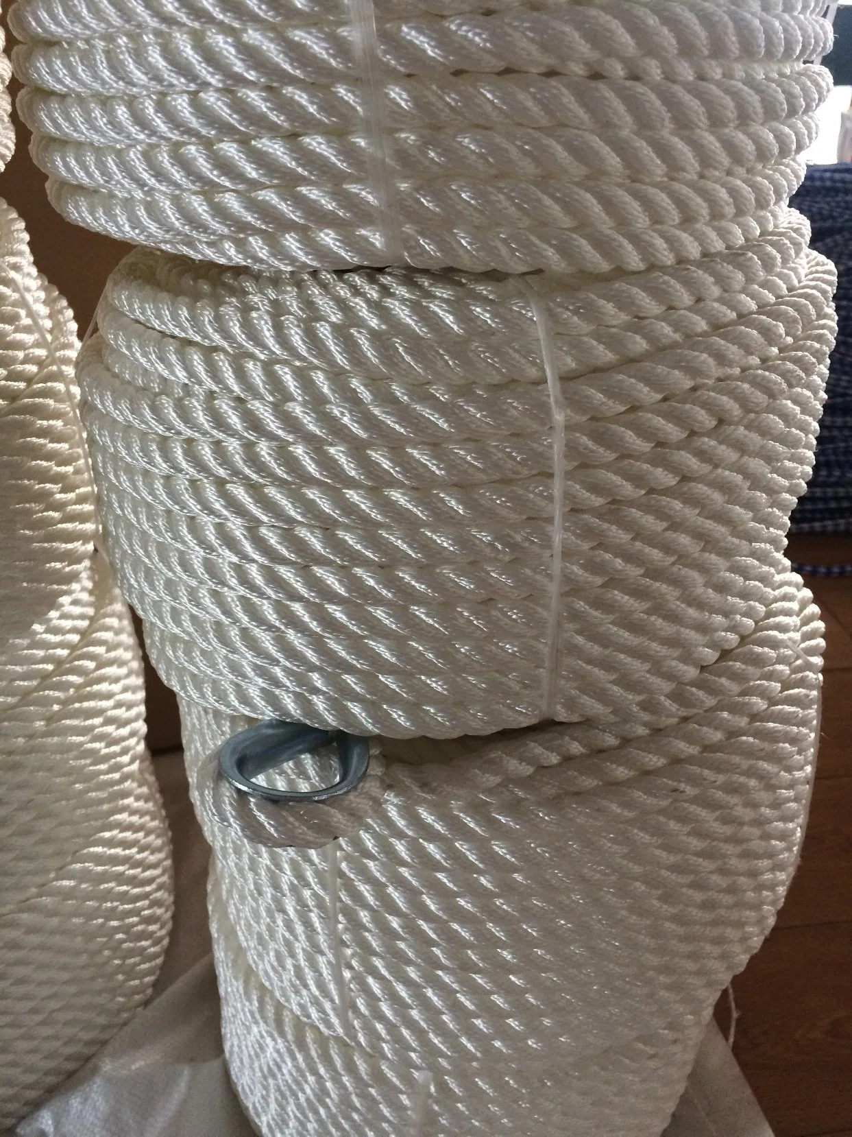 Factory Supply Nylon Rope, Twisted Nylon Rope, 3/8", 1/2", 3/4" with Stainless Thimble