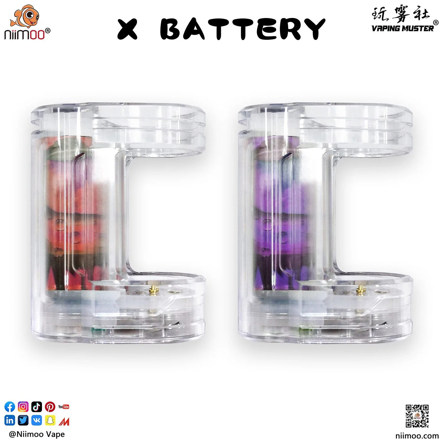 Niimoo X batería X Pod 3000 Material de tipo C de tipo magnético PC 400mAh Batería electrónica cobalto Vape