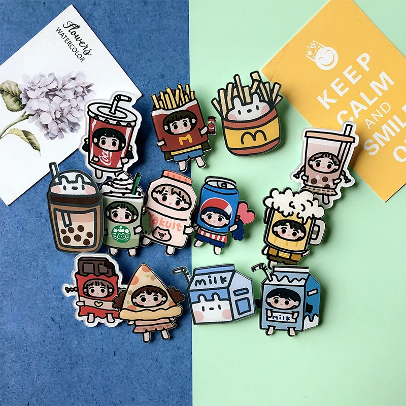 China Custom Craft Fashion Promotion Souvenir Metal Ensign Soft Hard Enamel School Girl Clothes Decoration Cartoon Anime Enamel Badge Lapel Pin