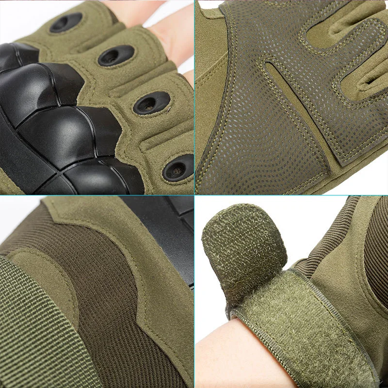 Half Finger Hard Knuckle Protective Hiking Shooting Black Outdoor Sport Combat Tactical Gloves