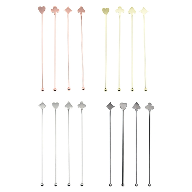 Cocktail Stirrers Swizzle Sticks Stainless Steel 7.5" Coffee Beverage Stir Sticks with Gold Decor Top for Mixing Cocktail, Hot Cocoa, Creamer