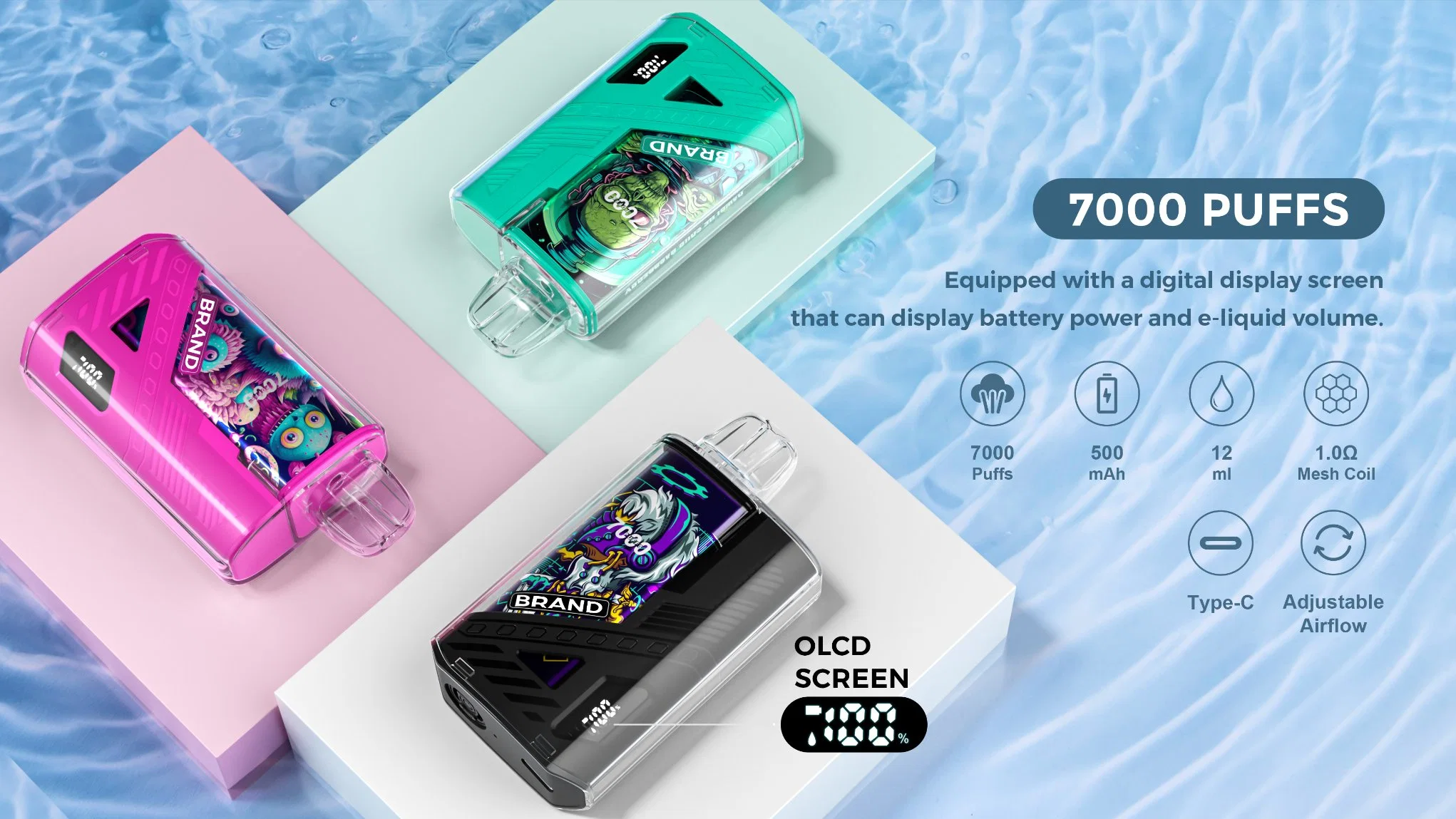 2020 Venta Mayorista/Proveedor de EE.UU. en caliente de la barra de desechables Vape Eliquid Lychee fruta de hielo