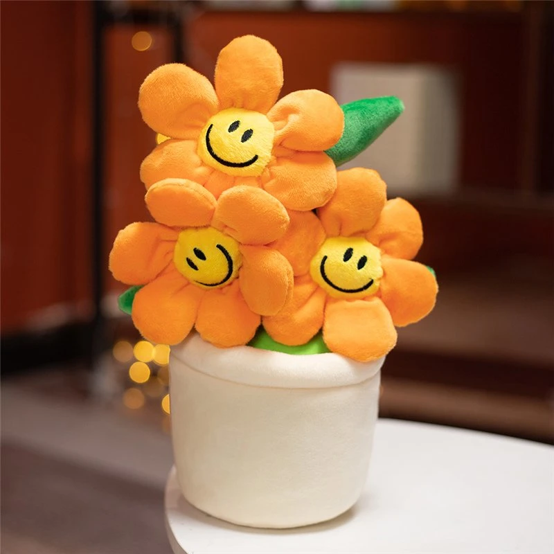 Cute Custom Sun Flowers Plush Toys Flowers Potted Plants Toys Home Decoration Plush Toy