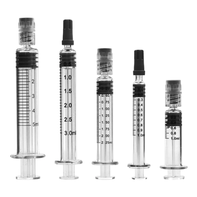 Glas leer, vorgefüllte Spritze Pharmazeutische Verwendung 3ml Luer Lock 1ml 2,25ml 5ml