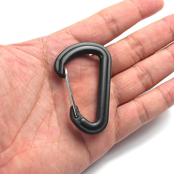 Outdoor 4mm Heavy Duty Safety Carabiner Buckle Plastic Spring Snap Hook Push Gate Clasp Clip for Backpack Bag Strap DIY Accessories 5.5cm*3.4cm