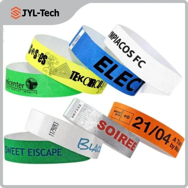 Passive 13.56 MHz NFC or UHF Chip Disposable Tyvek RFID Wristbands