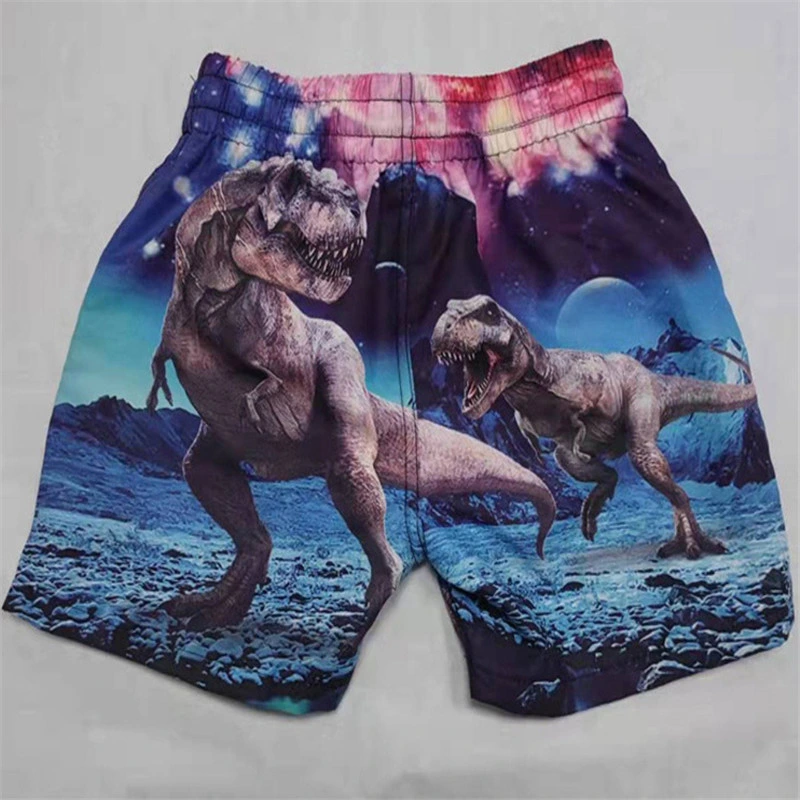 Summer Kids Beach Pants Tyrannosaurus Print Children's Shorts Polyester Beachwear