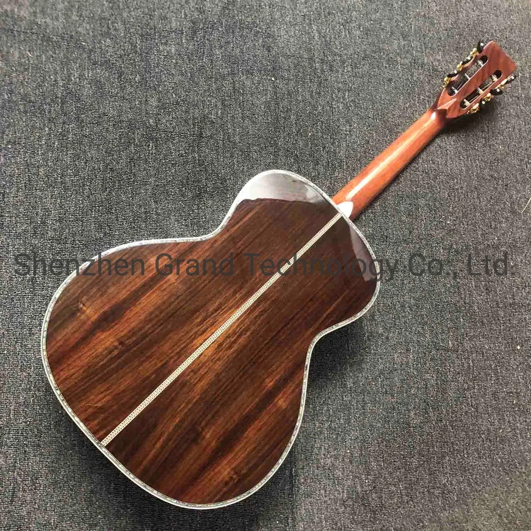 Custom Oo cuerpo 39 pulgadas de madera maciza Abalone vinculante guitarra acústica en color amarillo amplificador de guitarra guitarra eléctrica violín guitarra ranurado clásico Bass Music Piano OEM