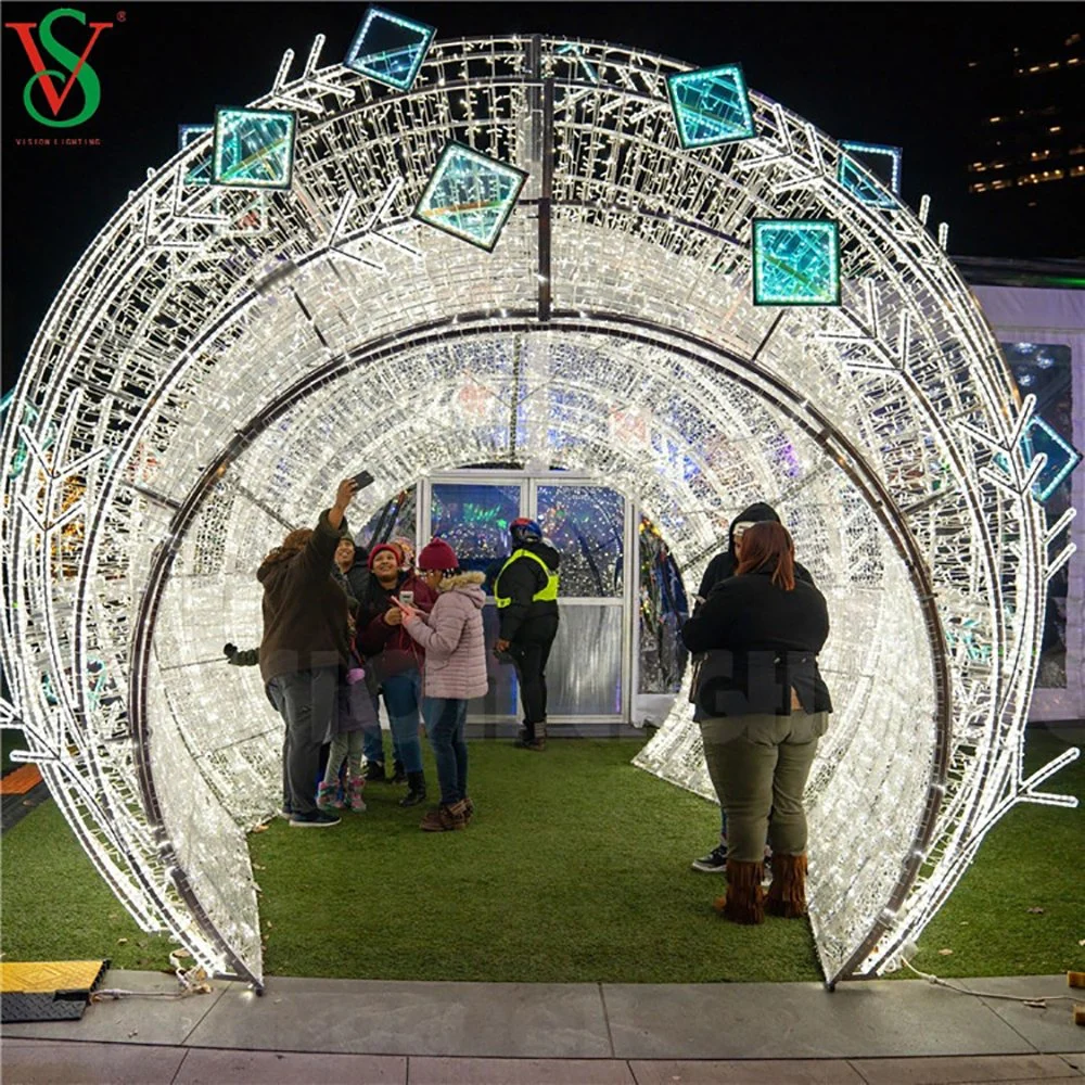 Navidad al aire libre 3D esculturas Arco de bolas gigante decoración de luces